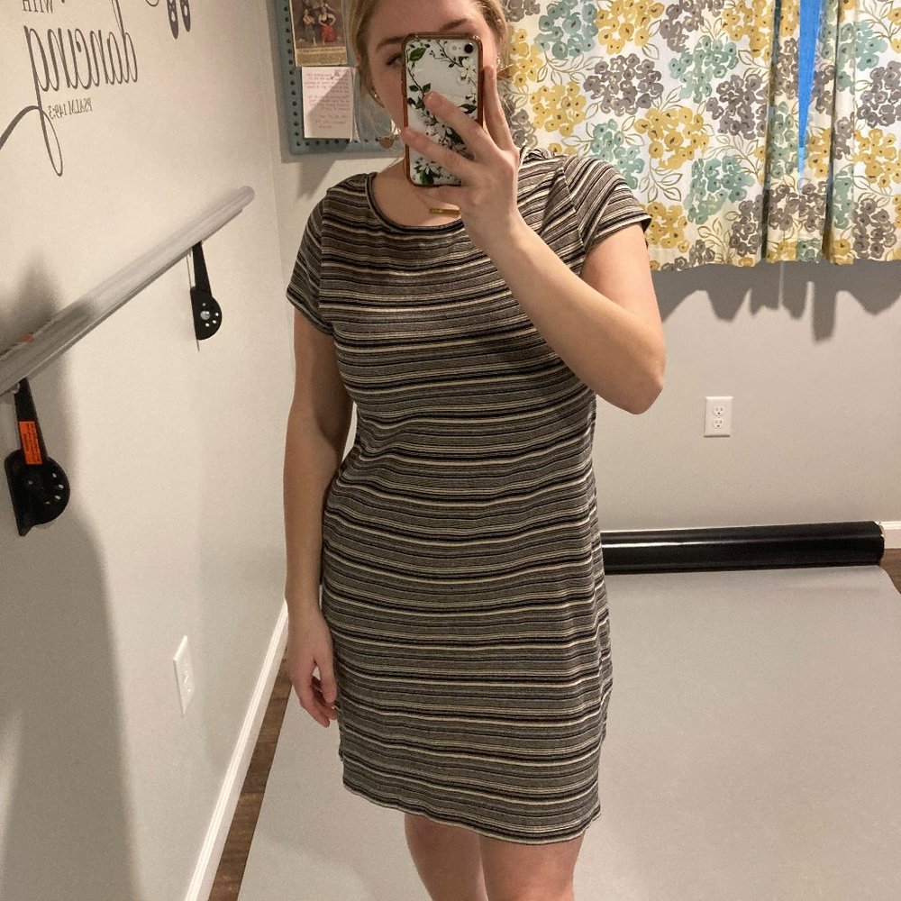 Black & White Striped Straight Fit Dress